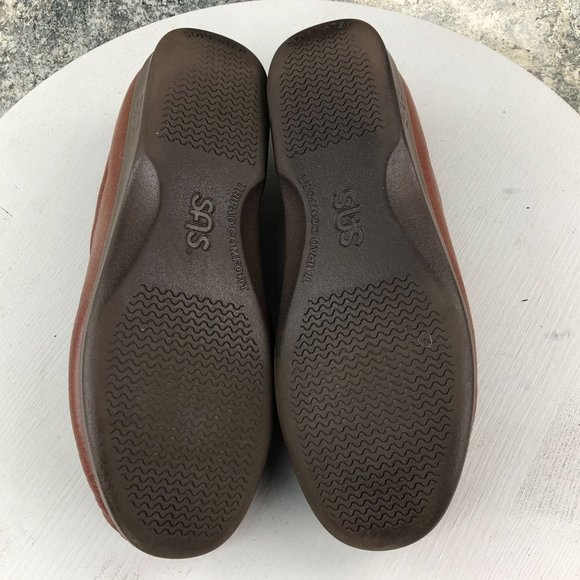 SAS Women's Size 9** Twin Mulch Brown Leather Slip On Closed Moc Toe Loafers - Picture 9 of 11